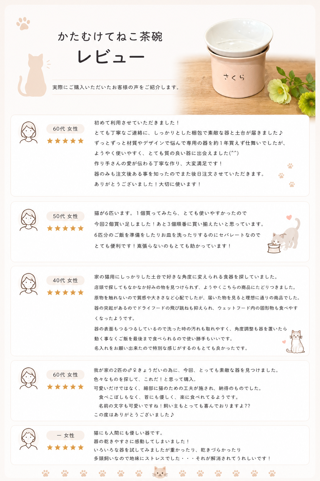 かたむけて ねこ茶碗 土台+お茶碗セット